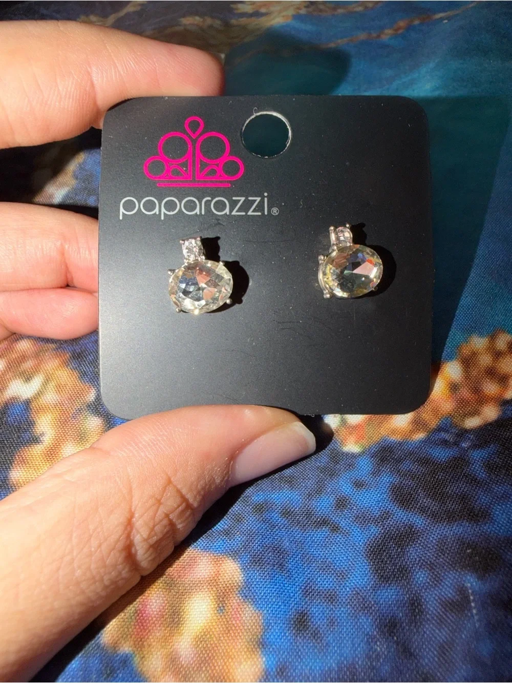 paparazzi Iridescent Crystal Stud Earrings - Clear